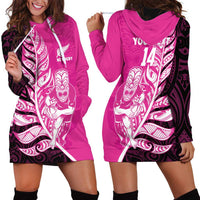 New Zealand Silver Fern Rugby Custom Hoodie Dress All Black Maori Pattern Pink - Polynesian Pride