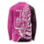 New Zealand Silver Fern Rugby Custom Long Sleeve Shirt All Black Maori Pattern Pink - Polynesian Pride