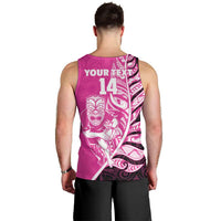 New Zealand Silver Fern Rugby Custom Men Tank Top All Black Maori Pattern Pink - Polynesian Pride
