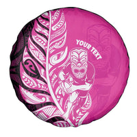 New Zealand Silver Fern Rugby Custom Spare Tire Cover All Black Maori Pattern Pink - Polynesian Pride