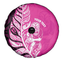 New Zealand Silver Fern Rugby Custom Spare Tire Cover All Black Maori Pattern Pink - Polynesian Pride