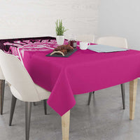 New Zealand Silver Fern Rugby Custom Tablecloth All Black Maori Pattern Pink - Polynesian Pride