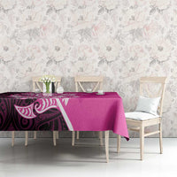 New Zealand Silver Fern Rugby Custom Tablecloth All Black Maori Pattern Pink - Polynesian Pride