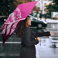 New Zealand Silver Fern Rugby Custom Umbrella All Black Maori Pattern Pink - Polynesian Pride