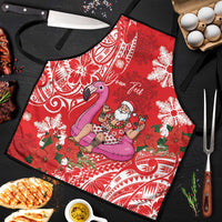 Personalized Hawaii Christmas Apron Mele Kalikimaka Chilling Shaka Santa Flamingo - Polynesian Pride