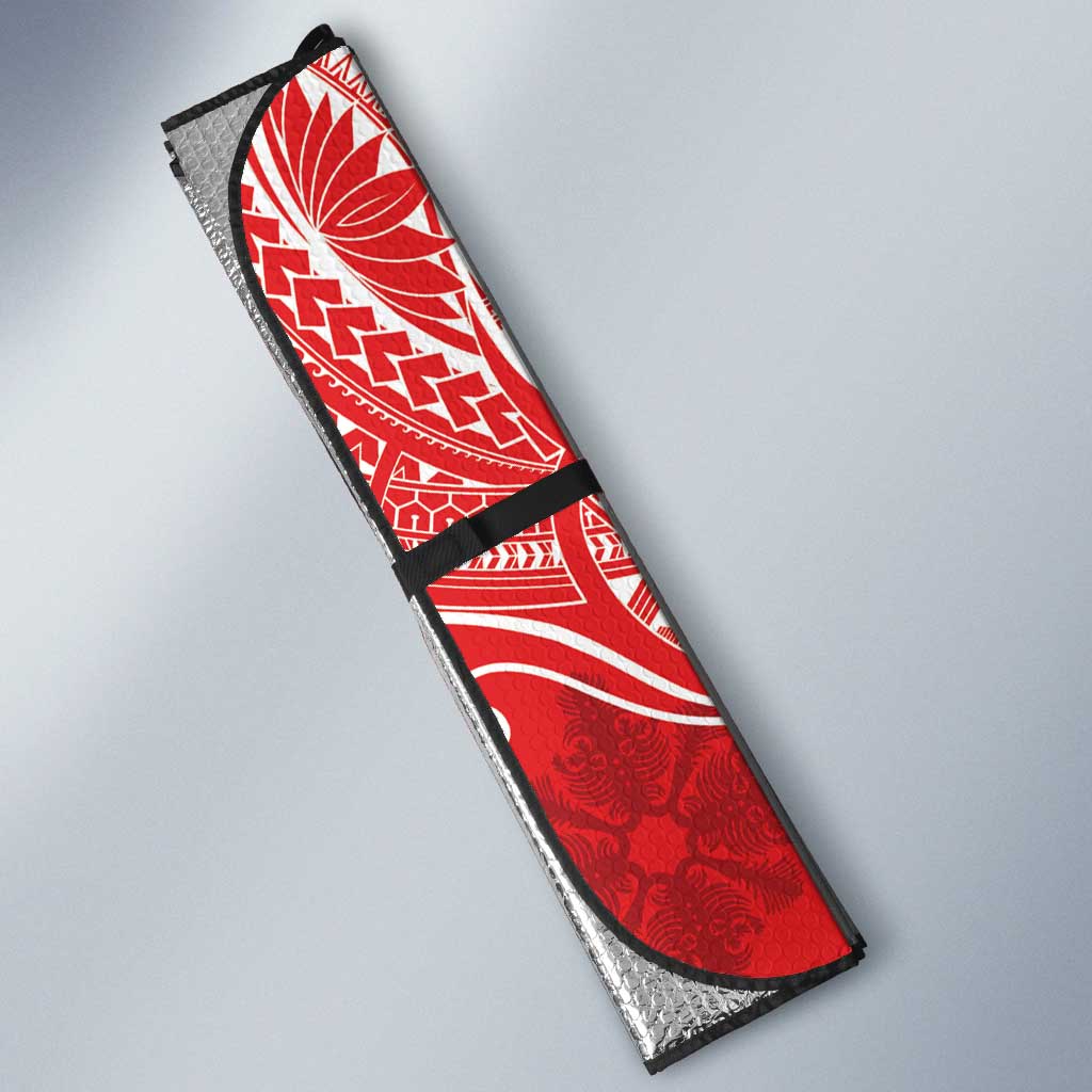 Personalized Hawaii Christmas Auto Sun Shade Mele Kalikimaka Chilling Shaka Santa Flamingo - Polynesian Pride