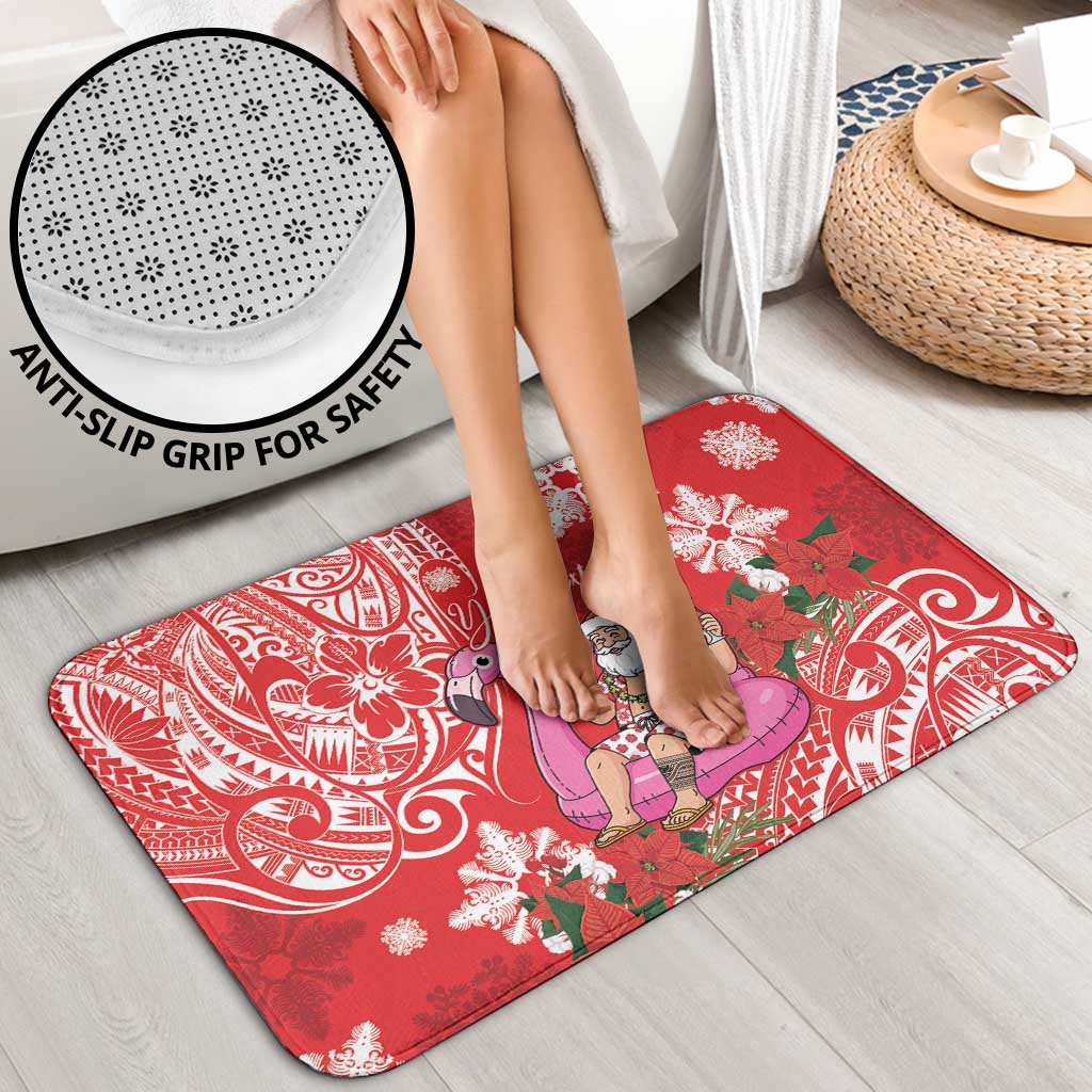 Personalized Hawaii Christmas Bathroom Set Mele Kalikimaka Chilling Shaka Santa Flamingo - Polynesian Pride