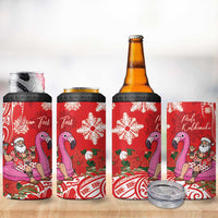 Personalized Hawaii Christmas 4 in 1 Can Cooler Tumbler Mele Kalikimaka Chilling Shaka Santa Flamingo - Polynesian Pride