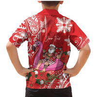 Personalized Hawaii Christmas Family Matching Mermaid Dress and Hawaiian Shirt Mele Kalikimaka Chilling Shaka Santa Flamingo LT14 - Polynesian Pride