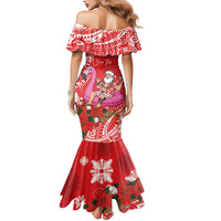 Personalized Hawaii Christmas Mermaid Dress Mele Kalikimaka Chilling Shaka Santa Flamingo - Polynesian Pride