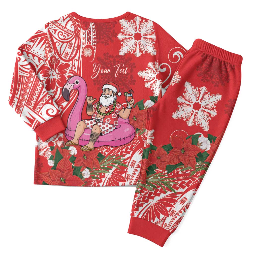 Personalized Hawaii Christmas Pajama Set Mele Kalikimaka Chilling Shaka Santa Flamingo - Polynesian Pride
