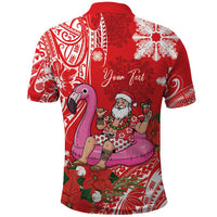 Personalized Hawaii Christmas Polo Shirt Mele Kalikimaka Chilling Shaka Santa Flamingo - Polynesian Pride