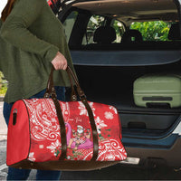Personalized Hawaii Christmas Travel Bag Mele Kalikimaka Chilling Shaka Santa Flamingo - Polynesian Pride