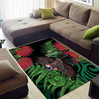 Meri Kirihimete New Zealand Area Rug Piwakawaka Koru Fern Mix Pohutukawa - Polynesian Pride