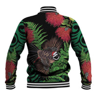 Meri Kirihimete New Zealand Baseball Jacket Piwakawaka Koru Fern Mix Pohutukawa LT14 - Polynesian Pride