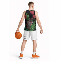 Meri Kirihimete New Zealand Basketball Jersey Piwakawaka Koru Fern Mix Pohutukawa LT14 - Polynesian Pride