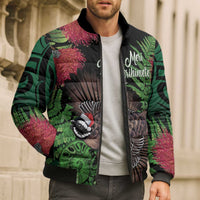 Meri Kirihimete New Zealand Bomber Puffer Jacket Piwakawaka Koru Fern Mix Pohutukawa LT14 - Polynesian Pride