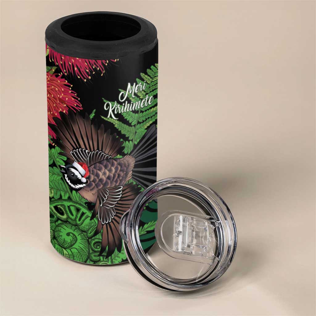 Meri Kirihimete New Zealand 4 in 1 Can Cooler Tumbler Piwakawaka Koru Fern Mix Pohutukawa - Polynesian Pride