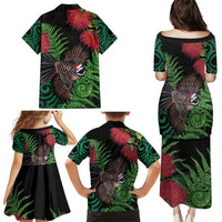 Meri Kirihimete New Zealand Family Matching Puletasi and Hawaiian Shirt Piwakawaka Koru Fern Mix Pohutukawa LT14 - Polynesian Pride