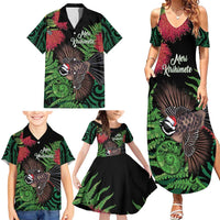 Meri Kirihimete New Zealand Family Matching Summer Maxi Dress and Hawaiian Shirt Piwakawaka Koru Fern Mix Pohutukawa - Polynesian Pride