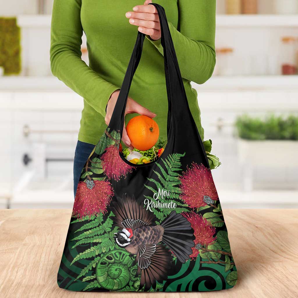 Meri Kirihimete New Zealand Grocery Bag Piwakawaka Koru Fern Mix Pohutukawa - Polynesian Pride