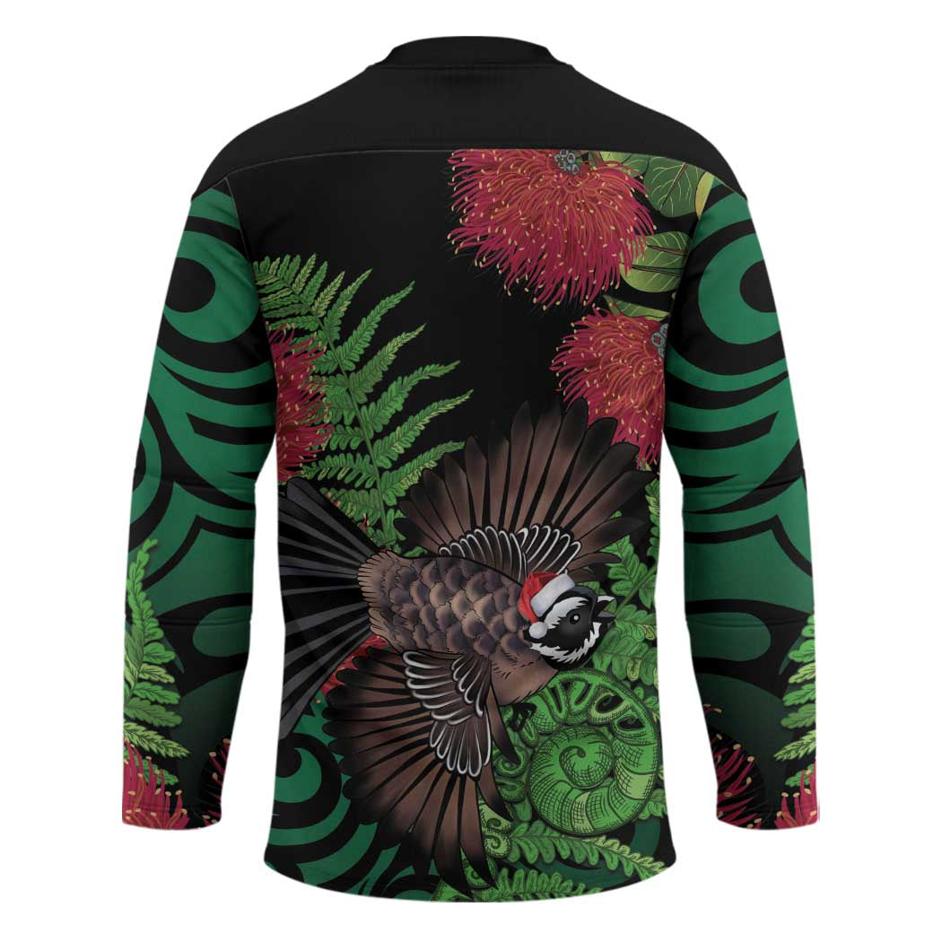 Meri Kirihimete New Zealand Hockey Jersey Piwakawaka Koru Fern Mix Pohutukawa - Polynesian Pride
