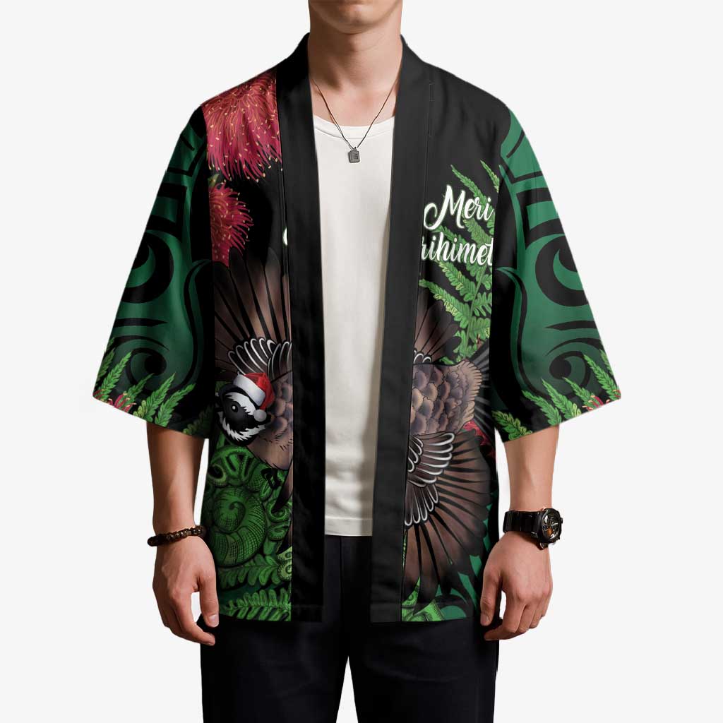 Meri Kirihimete New Zealand Kimono Piwakawaka Koru Fern Mix Pohutukawa - Polynesian Pride