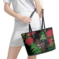 Meri Kirihimete New Zealand Leather Tote Bag Piwakawaka Koru Fern Mix Pohutukawa LT14 - Polynesian Pride