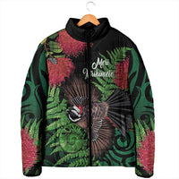 Meri Kirihimete New Zealand Padded Jacket Piwakawaka Koru Fern Mix Pohutukawa LT14 - Polynesian Pride