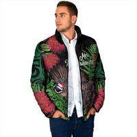 Meri Kirihimete New Zealand Padded Jacket Piwakawaka Koru Fern Mix Pohutukawa LT14 - Polynesian Pride