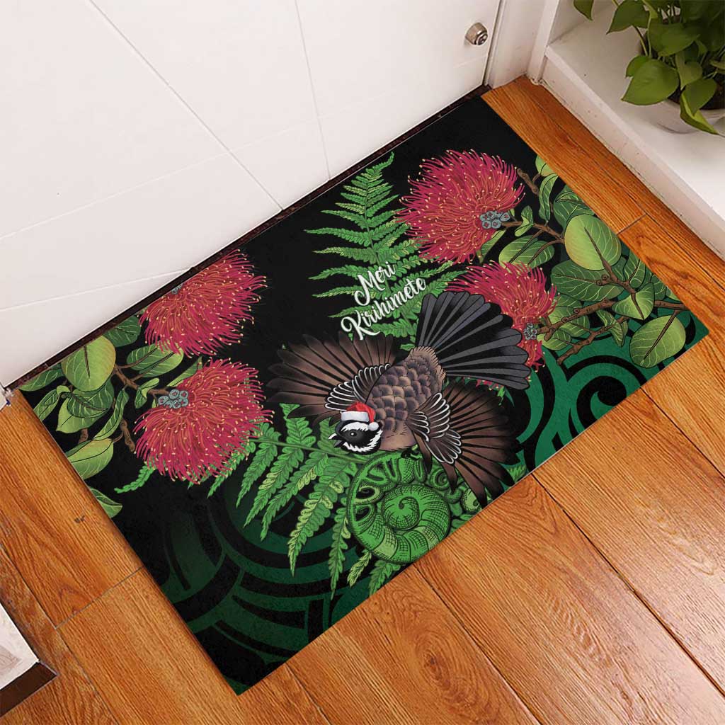 Meri Kirihimete New Zealand Rubber Doormat Piwakawaka Koru Fern Mix Pohutukawa LT14 - Polynesian Pride