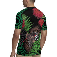 Meri Kirihimete New Zealand Rugby Jersey Piwakawaka Koru Fern Mix Pohutukawa - Polynesian Pride