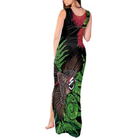 Meri Kirihimete New Zealand Tank Maxi Dress Piwakawaka Koru Fern Mix Pohutukawa - Polynesian Pride