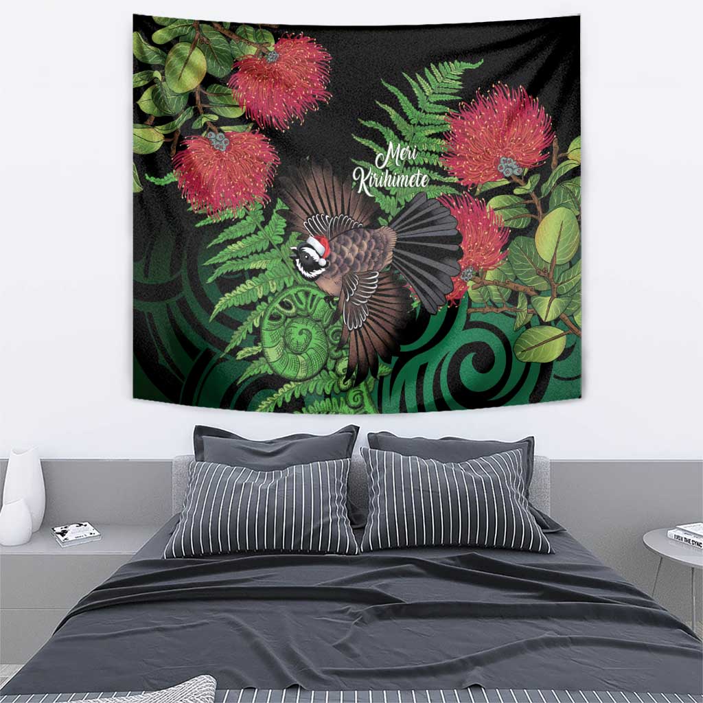 Meri Kirihimete New Zealand Tapestry Piwakawaka Koru Fern Mix Pohutukawa - Polynesian Pride