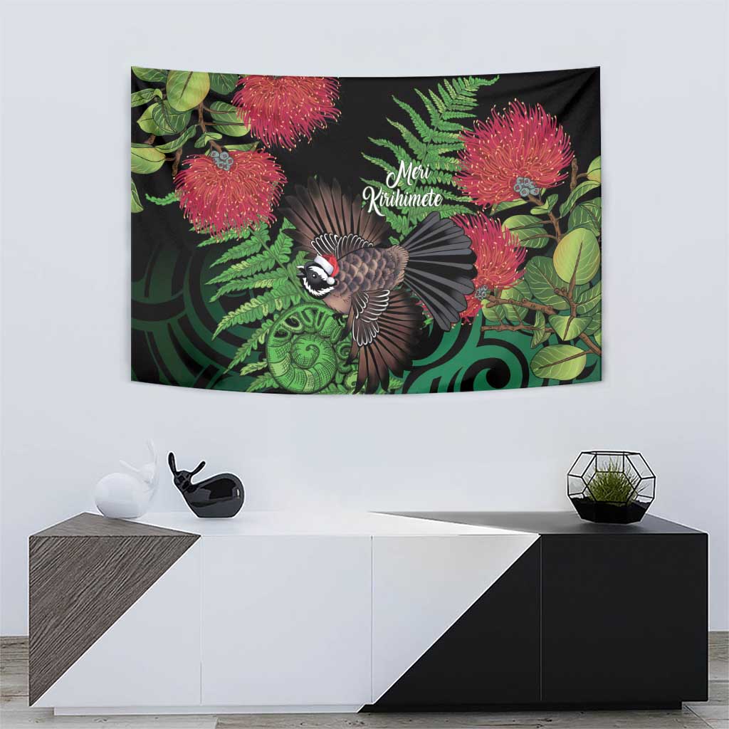 Meri Kirihimete New Zealand Tapestry Piwakawaka Koru Fern Mix Pohutukawa - Polynesian Pride