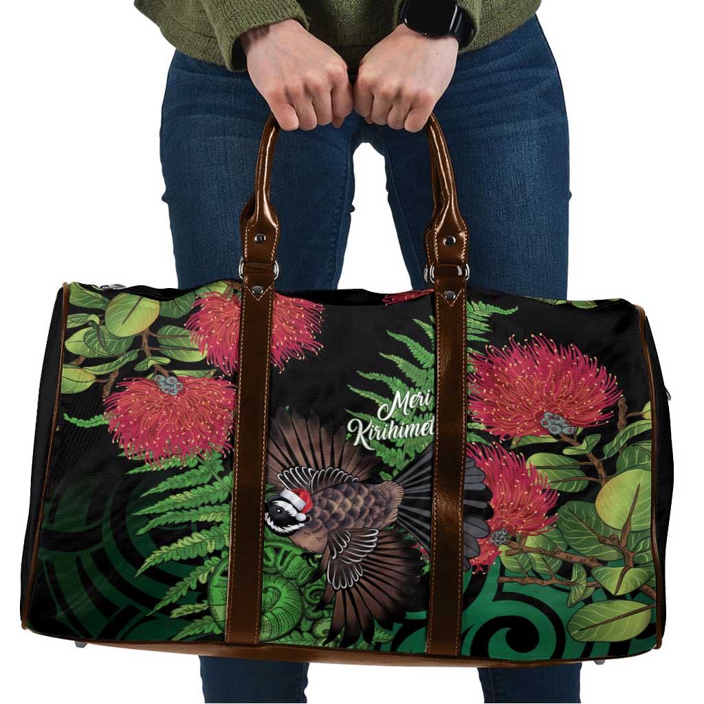 Meri Kirihimete New Zealand Travel Bag Piwakawaka Koru Fern Mix Pohutukawa - Polynesian Pride