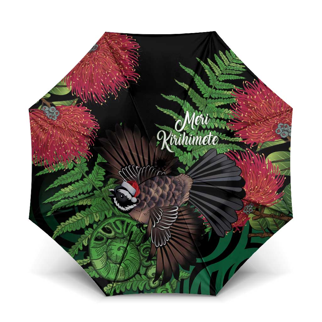 Meri Kirihimete New Zealand Umbrella Piwakawaka Koru Fern Mix Pohutukawa - Polynesian Pride