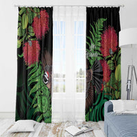 Meri Kirihimete New Zealand Window Curtain Piwakawaka Koru Fern Mix Pohutukawa - Polynesian Pride