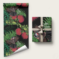 Meri Kirihimete New Zealand Wrapping Paper Piwakawaka Koru Fern Mix Pohutukawa - Polynesian Pride