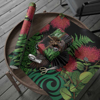 Meri Kirihimete New Zealand Wrapping Paper Piwakawaka Koru Fern Mix Pohutukawa - Polynesian Pride