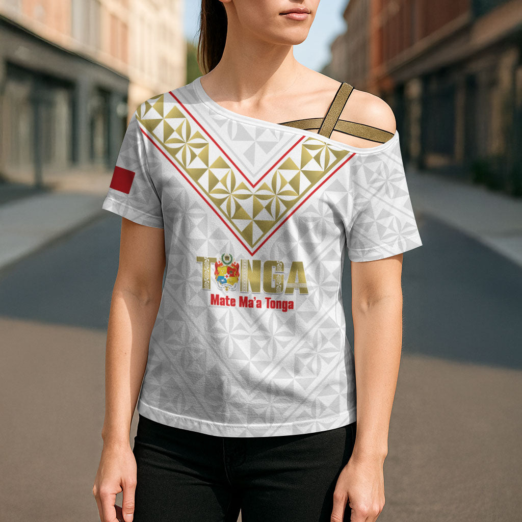 Mate Maa Tonga Rugby Custom Cross Shoulder Shirt 2026 Tongan Ngatu Pattern LT14 - Polynesian Pride