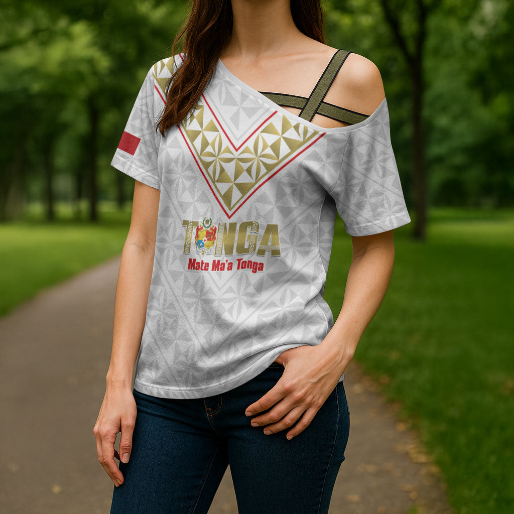Mate Maa Tonga Rugby Custom Cross Shoulder Shirt 2026 Tongan Ngatu Pattern LT14 - Polynesian Pride