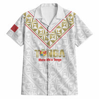 Mate Maa Tonga Rugby Custom Hawaiian Shirt 2026 Tongan Ngatu Pattern LT14 White - Polynesian Pride