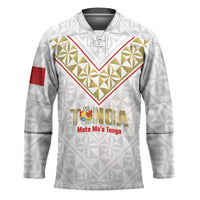 Mate Maa Tonga Rugby Custom Hockey Jersey 2026 Tongan Ngatu Pattern LT14 Unisex White - Polynesian Pride