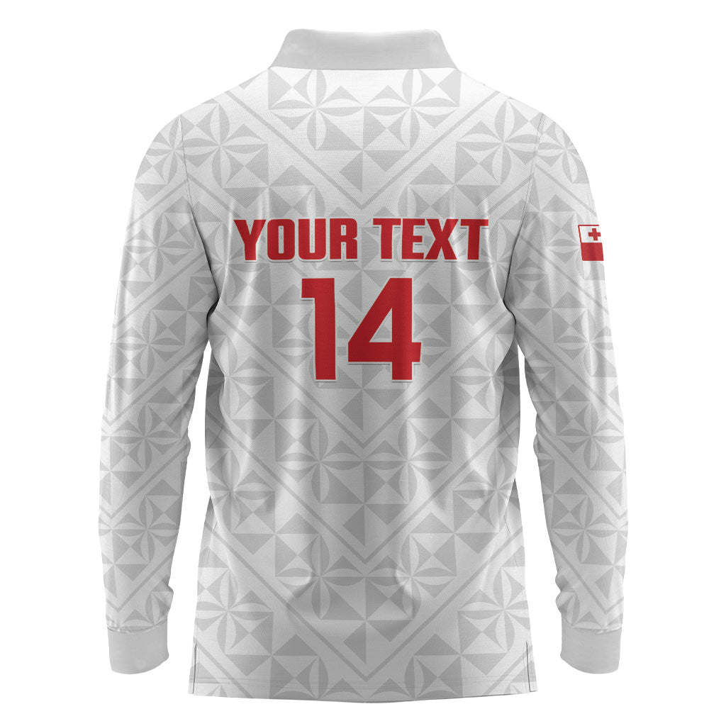 Mate Maa Tonga Rugby Custom Long Sleeve Polo Shirt 2026 Tongan Ngatu Pattern LT14 - Polynesian Pride