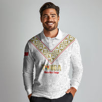 Mate Maa Tonga Rugby Custom Long Sleeve Polo Shirt 2026 Tongan Ngatu Pattern LT14 - Polynesian Pride