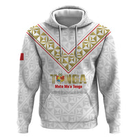 Mate Maa Tonga Rugby Custom Zip Hoodie 2026 Tongan Ngatu Pattern LT14 Pullover Hoodie White - Polynesian Pride