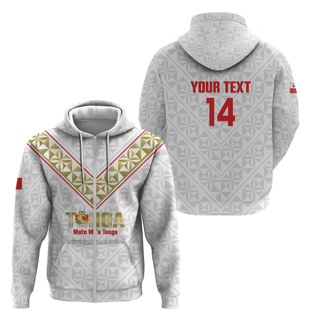 Mate Maa Tonga Rugby Custom Zip Hoodie 2026 Tongan Ngatu Pattern LT14 - Polynesian Pride