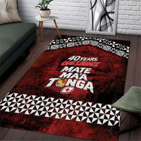 Mate Maa Tonga Rugby 2026 Area Rug 40 Years Anniversary One Legacy LT14 Red - Polynesian Pride