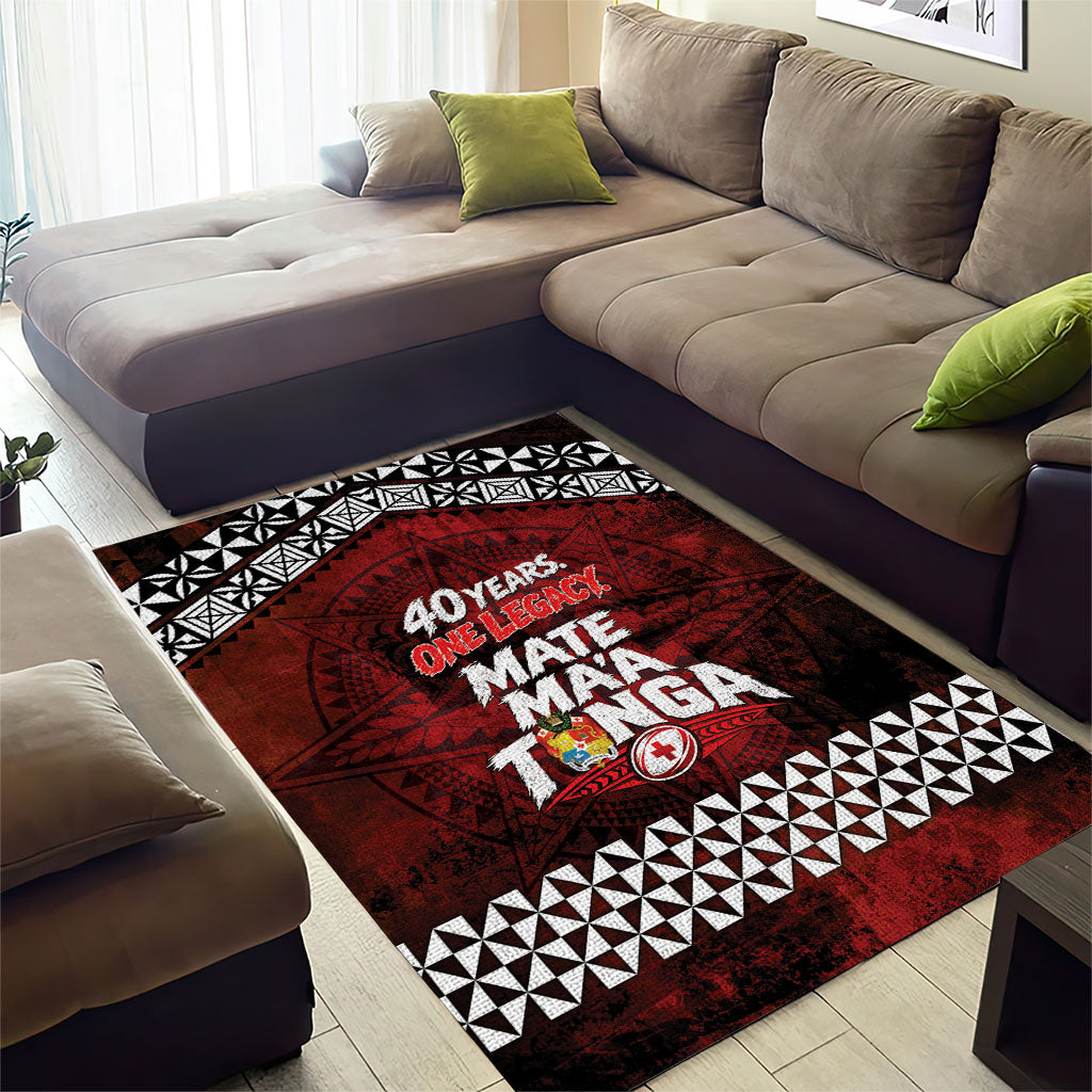 Mate Maa Tonga Rugby 2026 Area Rug 40 Years Anniversary One Legacy LT14 - Polynesian Pride
